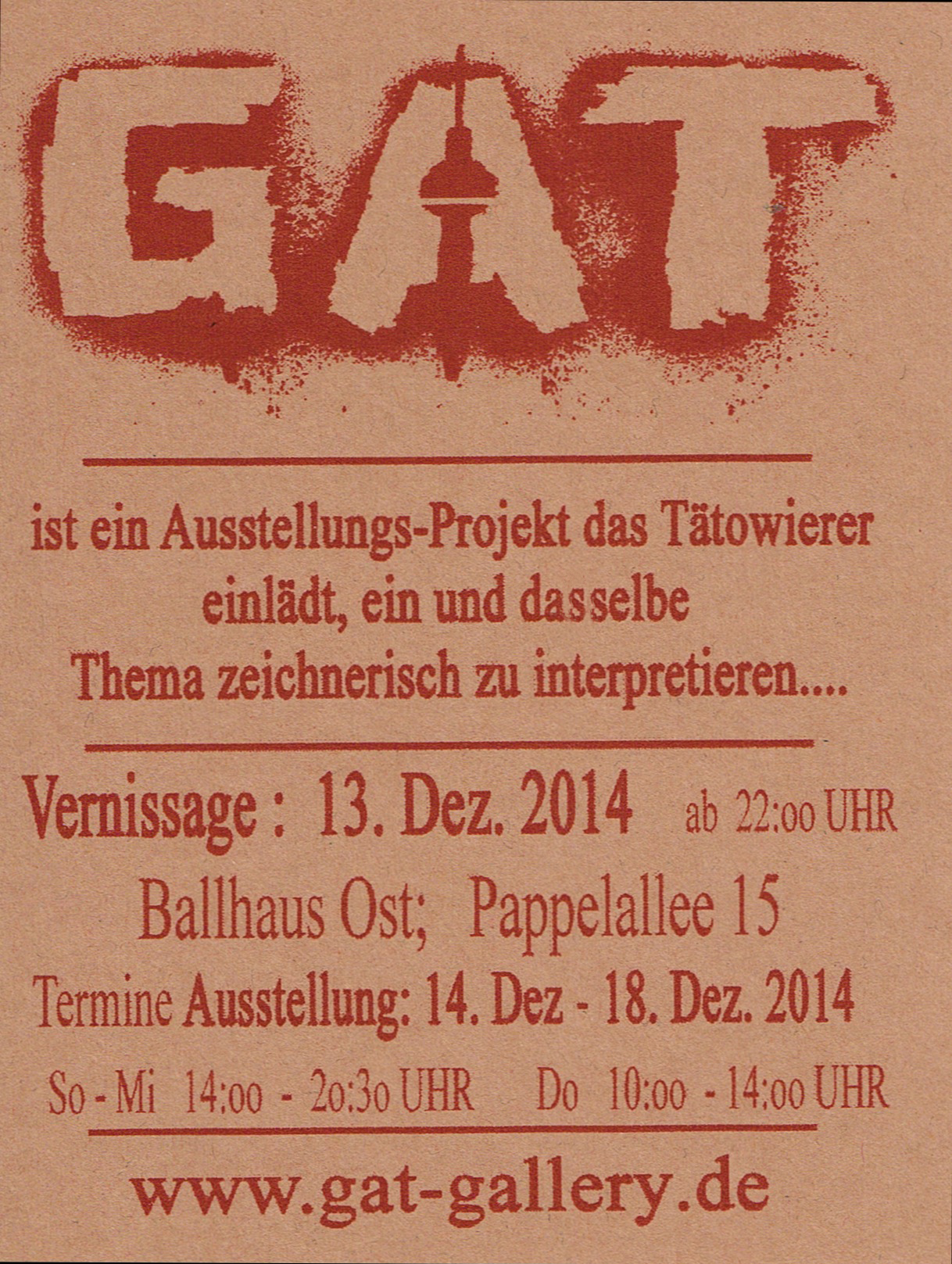 GAT-Flyer Kunst event allstyle tattoo studio berlin laden shop