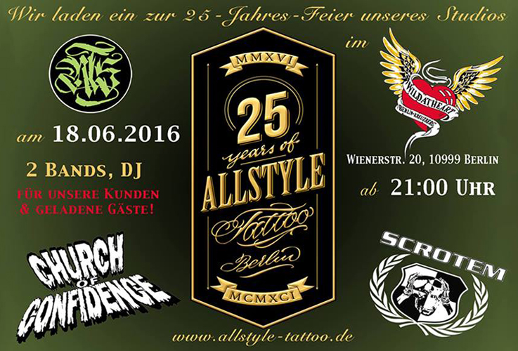 allstyletattoo party flyer 18.06.2016 berlin wildatheart jubilaeum anniversary