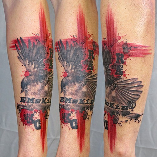 allstyle tattoo berlin ink miss nico trash style emskind bird vogel color colortattoo