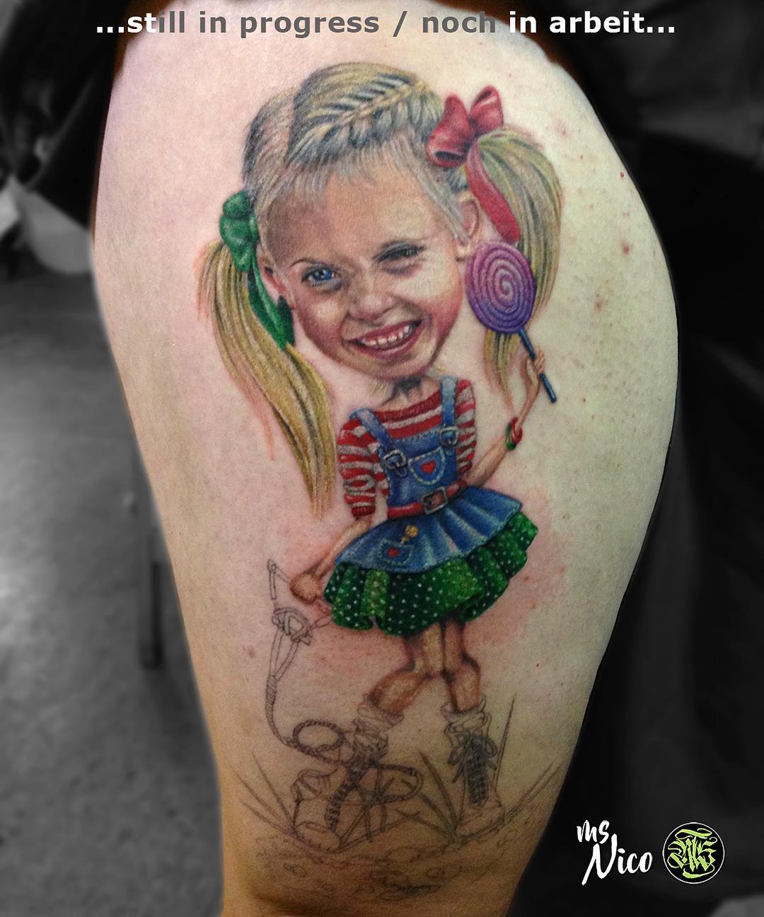 inprogress in progress missnico missnicotattoo miss nico allstyletattooberlin allstyletattoo allstyle tattooberlin tattoo berlin ink color colortattoo comic comictattoo portrait portraittattoo realistic realistictattoo