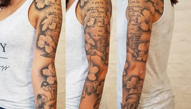 marclane marclanetattoo allstyletattooberlin allstyletattoo blackandgreytattoo healed ink family colibri tattoo hibiskus hourglass fullsleeve