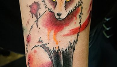 fox foxtattoo foxy animaltattoo aquarell watercolortattoo farbtattoo colortattoo unterarmtattoo forearmtattoo fuchstattoo tattooberlin wasserfarbentattoo watercolor aquarelltattoo allstyletattooberlin sajosuriel sajo sajotattoo animal creepy cute allstyletattoo
